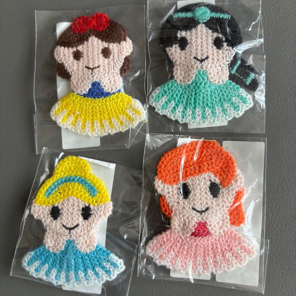 Set Of 4 Handcrafted Yarn Thread Princess Clip Barrettes Hair Accessories